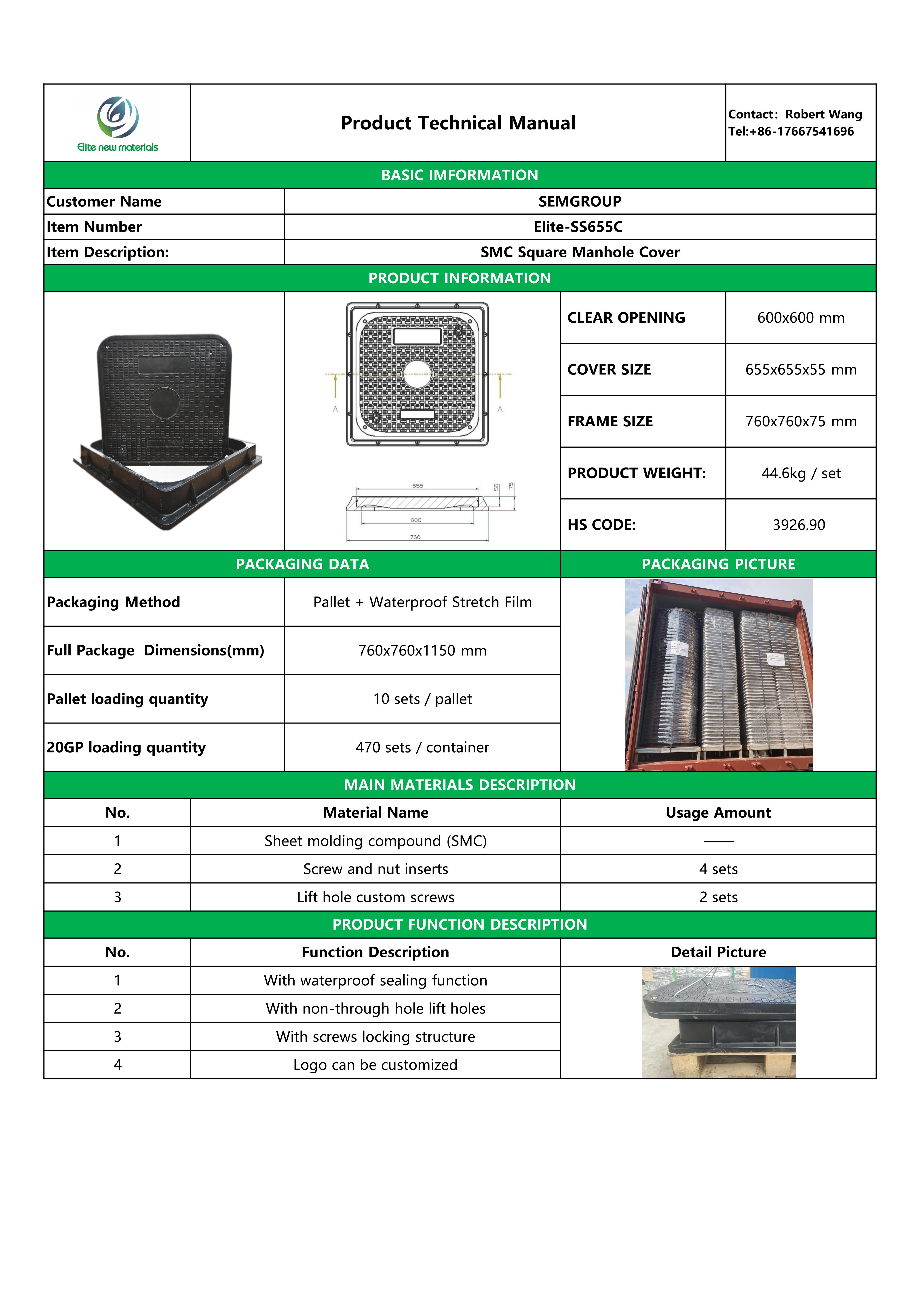 Tapa de registro SS655C