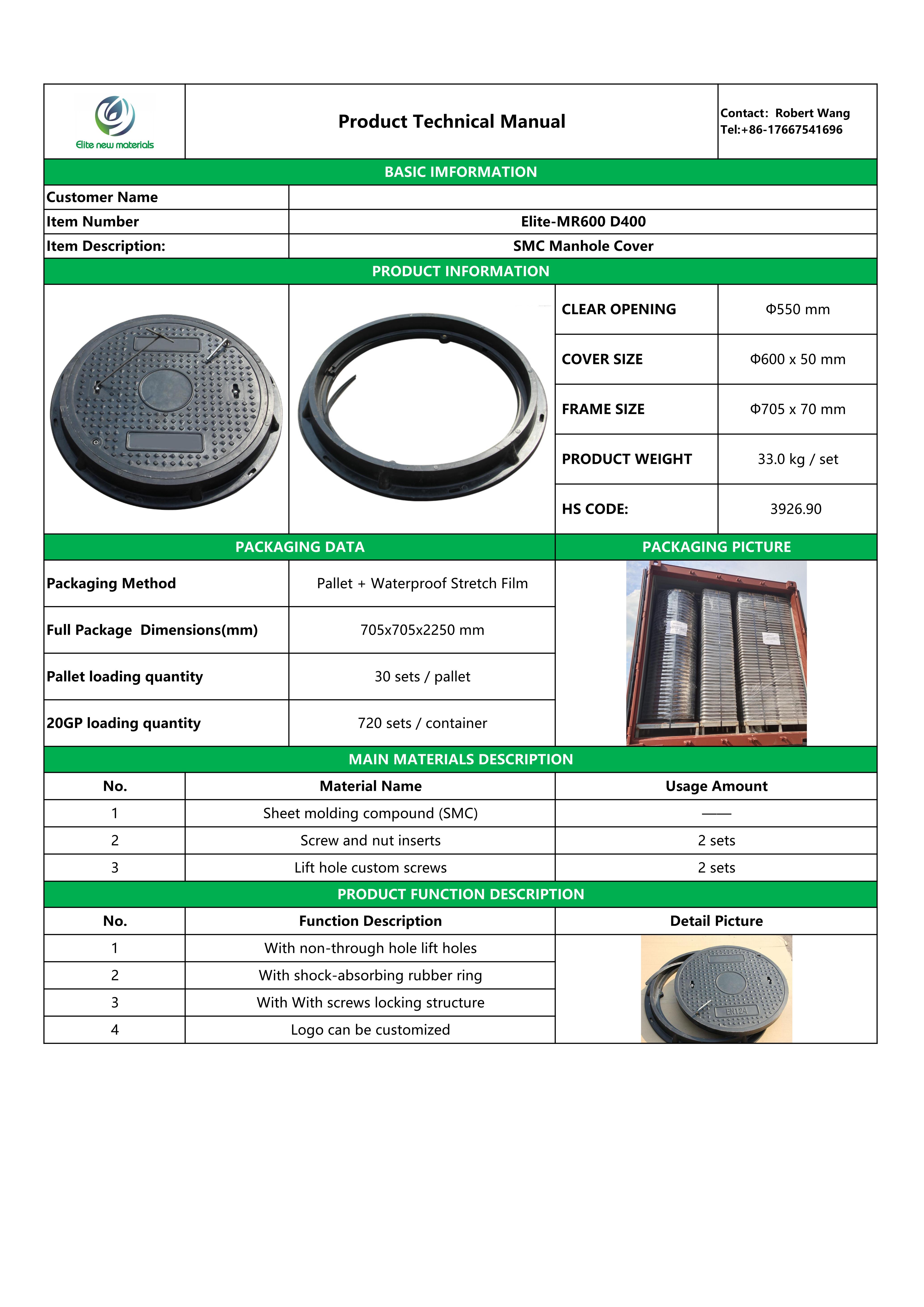 Tapa de registro MR600 D400